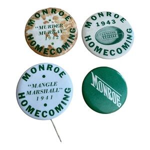 Lot of 4 1940’s Monroe Homecoming Pin-back‎ Buttons MN Highschool Football
